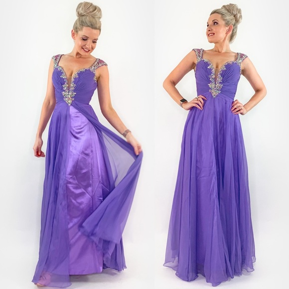 Purple Rhinestone Glam Pageant Prom Dress - Picture 4 of 8